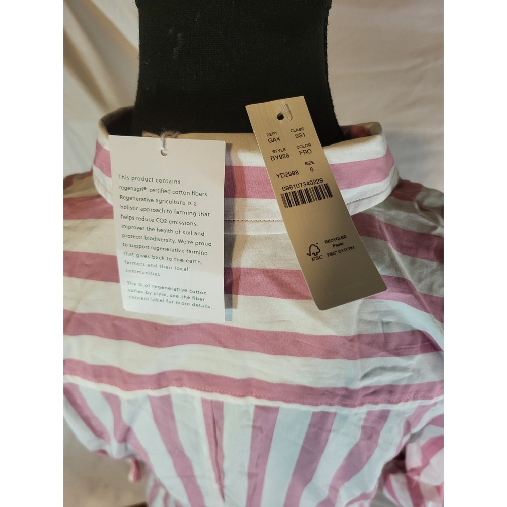 NWT j crew Long-sleeve button-up shirt-dress in pink striped poplin Size 6 - Picture 6 of 7